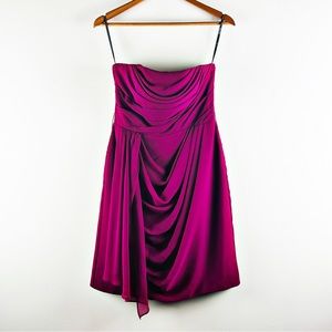 White by Vera Wang Fuchsia Strapless Draped Cocktail Dress